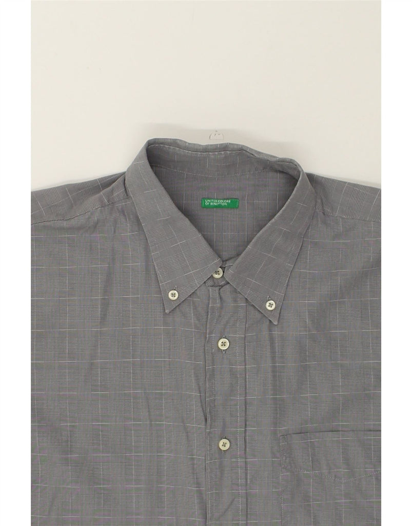 BENETTON Mens Shirt Large Grey Check | Vintage Benetton | Thrift | Second-Hand Benetton | Used Clothing | Messina Hembry 