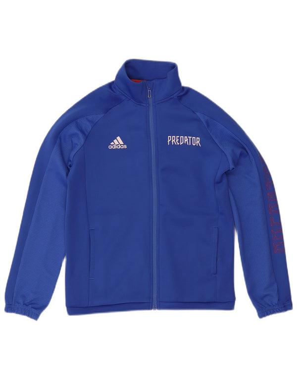 Adidas Boys Predator Graphic Tracksuit Top Jacket 9-10 Years Blue Polyester