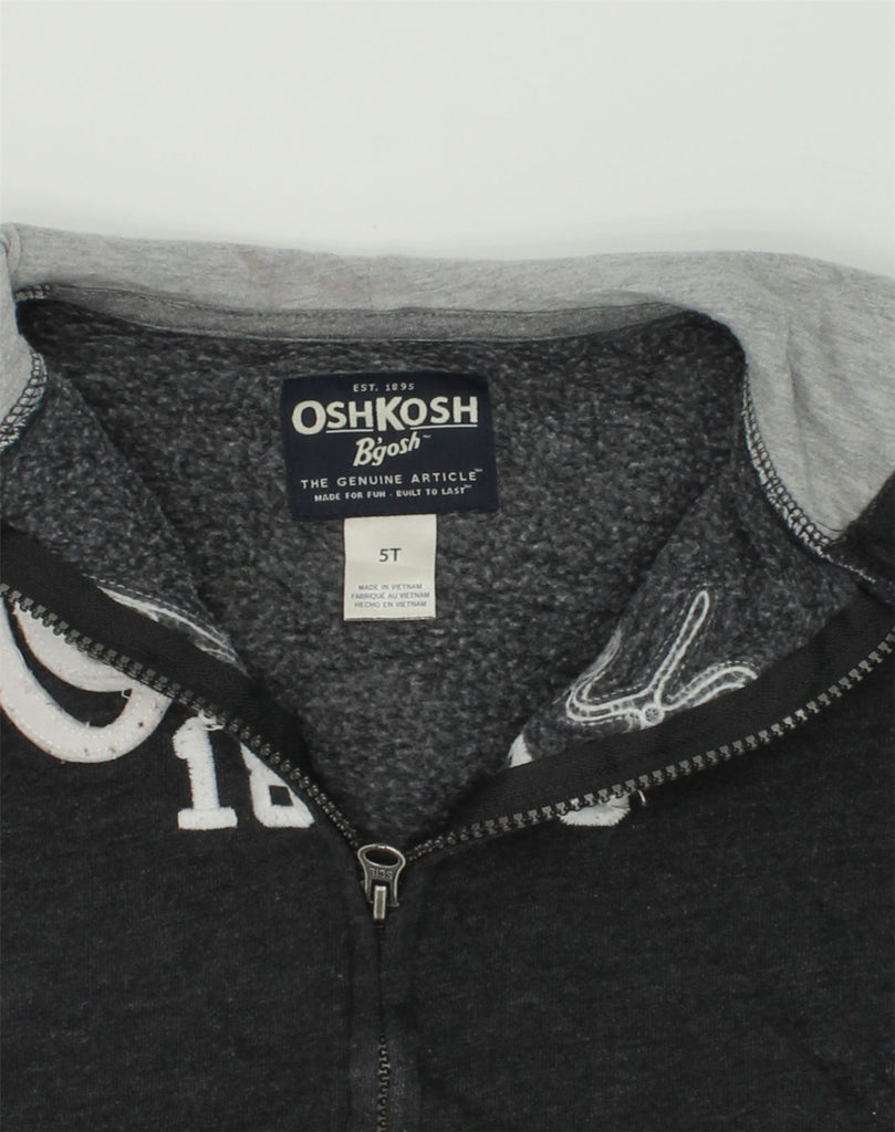 OSH KOSH Boys Graphic Zip Hoodie Sweater 4-5 Years Black Cotton | Vintage Osh Kosh | Thrift | Second-Hand Osh Kosh | Used Clothing | Messina Hembry 