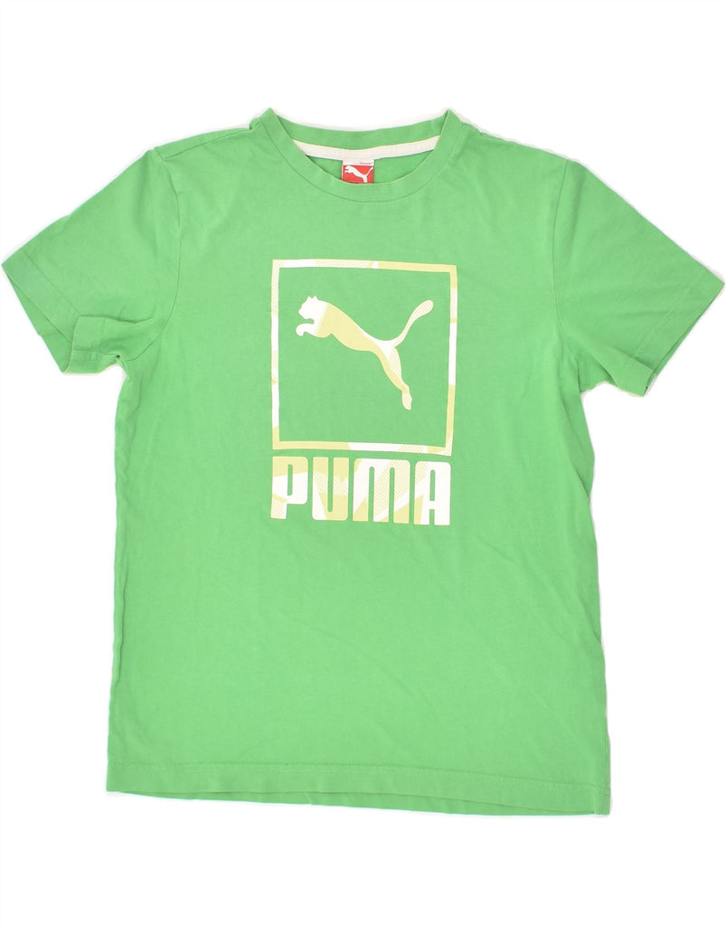 PUMA Boys Graphic T-Shirt Top 13-14 Years Green Cotton | Vintage Puma | Thrift | Second-Hand Puma | Used Clothing | Messina Hembry 