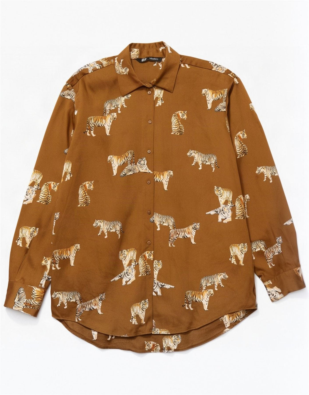 Zara Womens Oversized Shirt Blouse UK 10 Small Beige Animal Print Polyester