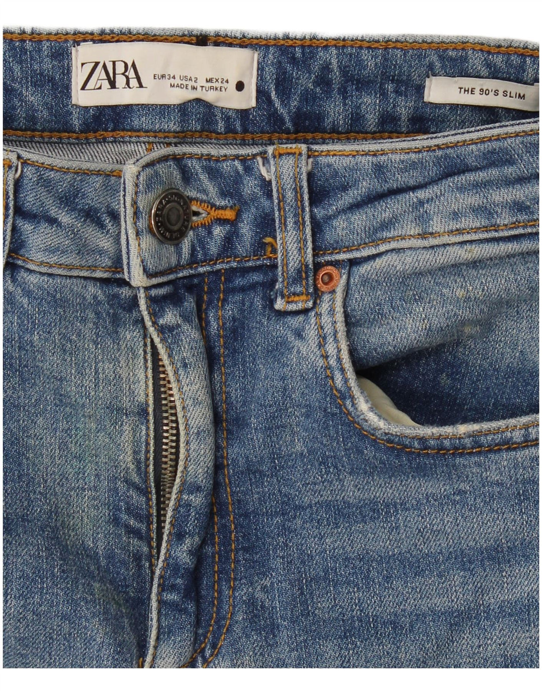 Zara Womens Distressed Slim Jeans EU 34 2XS W24 L28 Blue