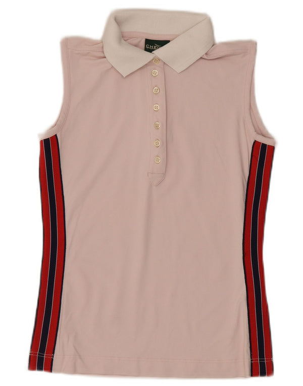 Chervo Womens Sleeveless Polo shirt IT 42 Medium Pink Colourblock Sports