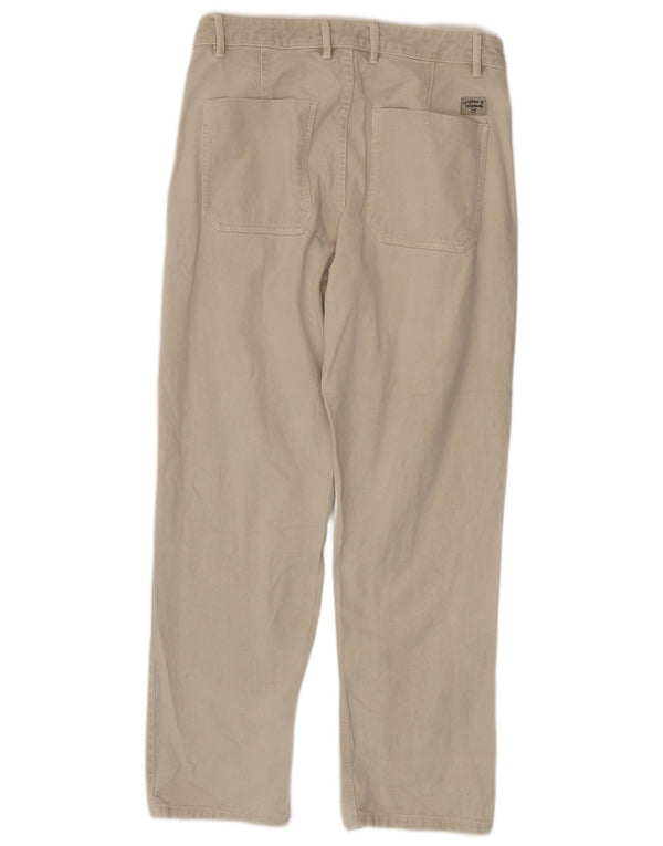 Zara Mens Straight Jeans EU 42 Large W32 L30 Beige Cotton