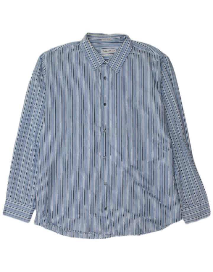 CALVIN KLEIN Mens Modern Fit Shirt 2XL Blue Striped Cotton