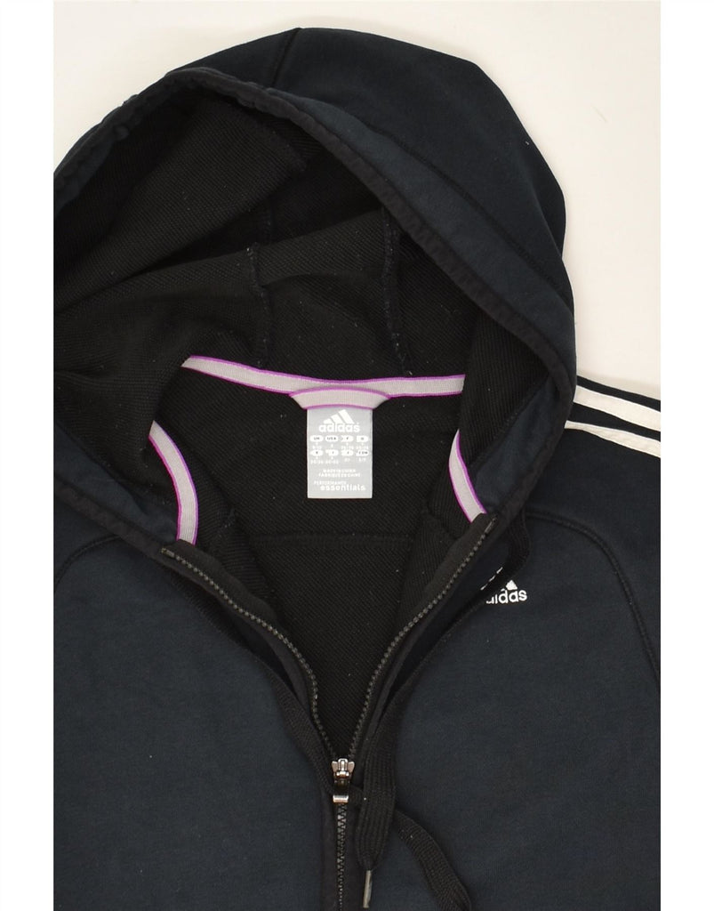 ADIDAS Womens Climalite Zip Hoodie Sweater UK 8/10 Small Navy Blue Cotton Vintage Adidas and Second-Hand Adidas from Messina Hembry 