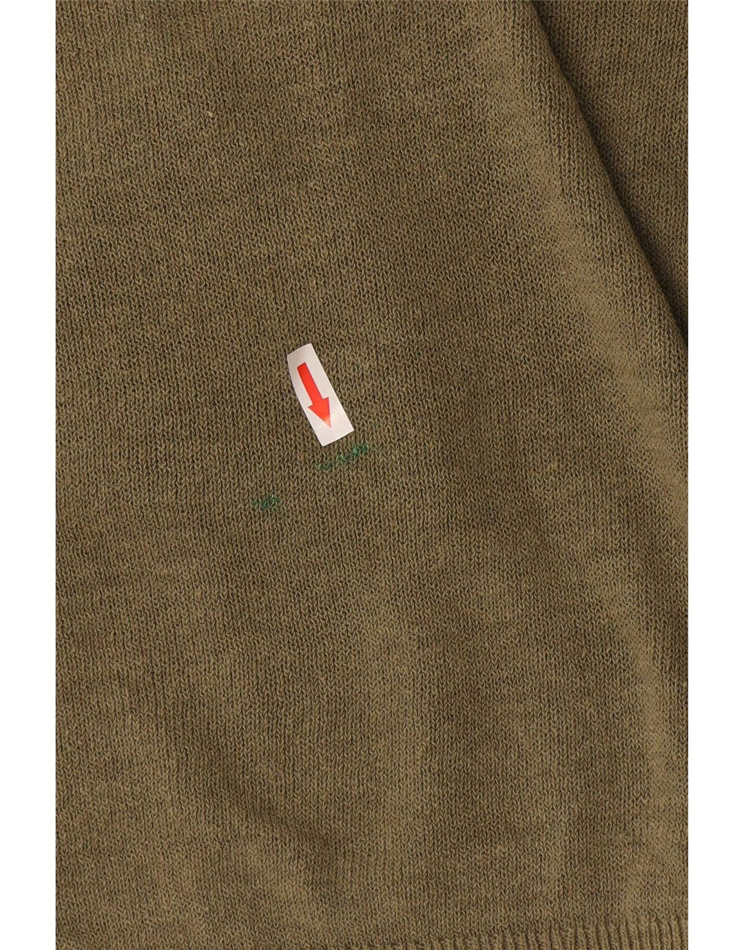 Zara Womens Crew Neck Jumper Sweater UK 14 Medium Khaki Cotton