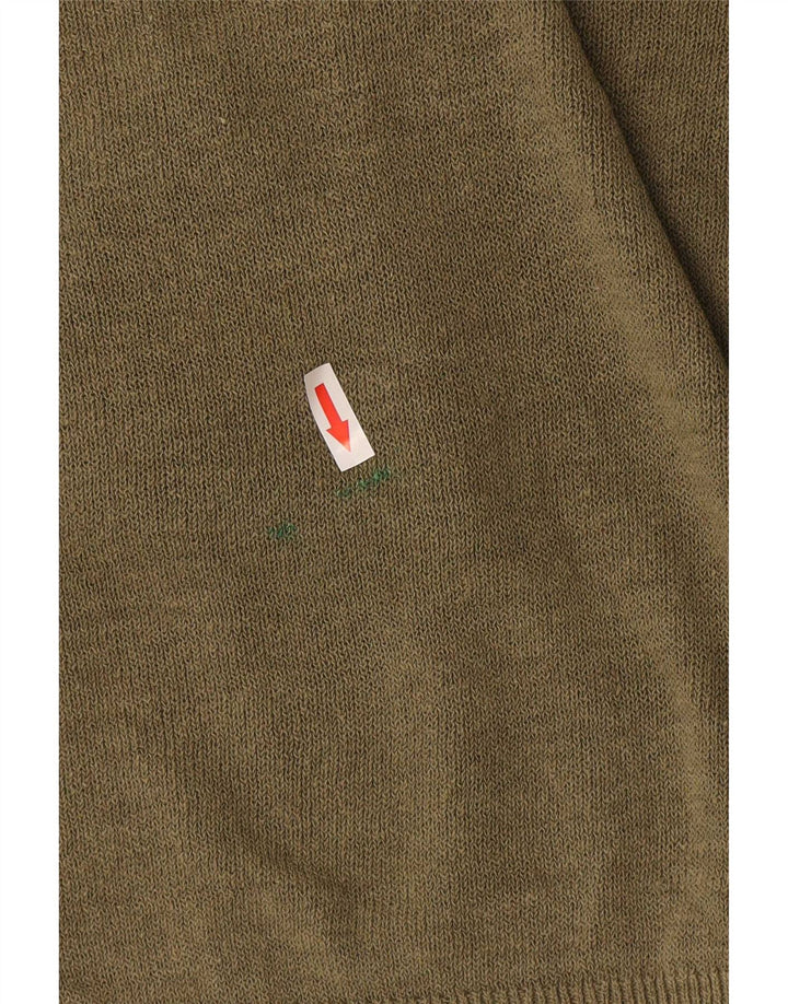 Zara Womens Crew Neck Jumper Sweater UK 14 Medium Khaki Cotton