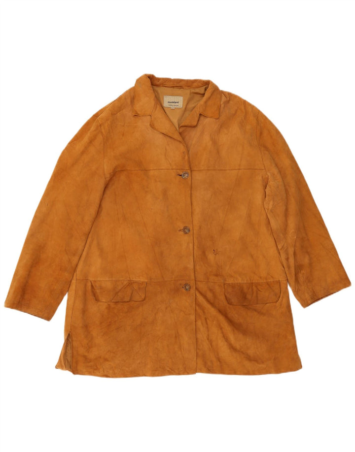 Conbipel Womens Oversized Suede Jacket IT 48 XL Brown Leather
