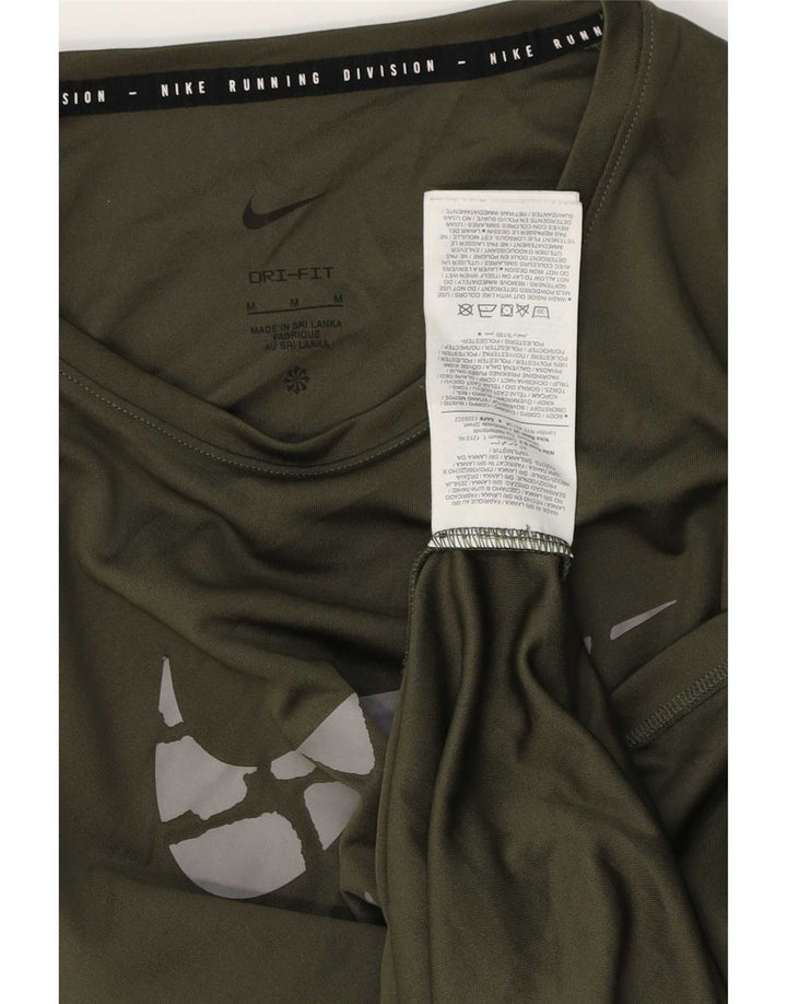 Nike Mens Running Graphic T-Shirt Top Medium Green Polyester Sports