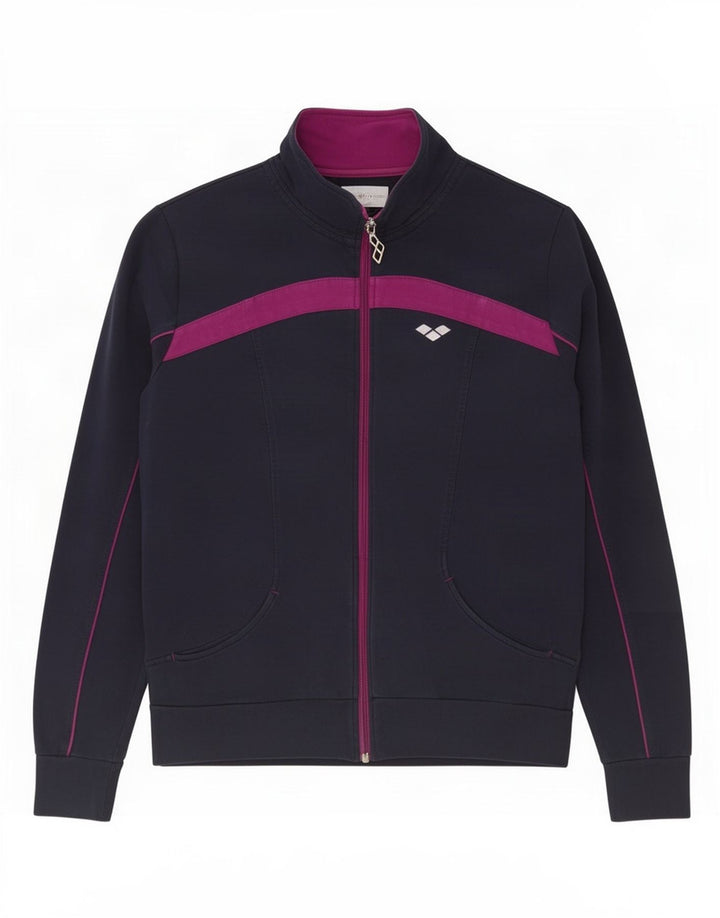 Arena Womens Tracksuit Top Jacket UK 14 Medium Navy Blue Colourblock