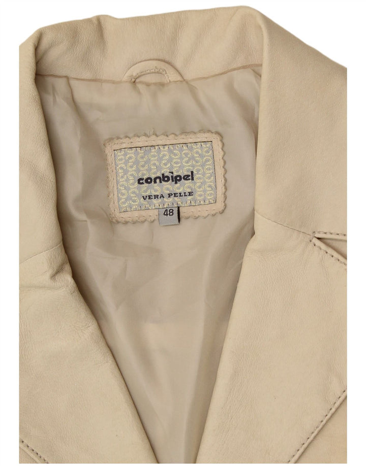 CONBIPEL Womens Leather Coat IT 48 XL Beige Leather