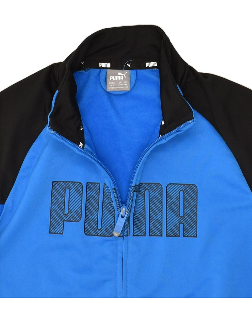 PUMA Boys Graphic Tracksuit Top Jacket 11-12 Years Blue Colourblock | Vintage Puma | Thrift | Second-Hand Puma | Used Clothing | Messina Hembry 