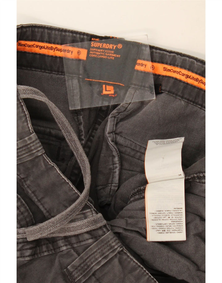 SUPERDRY Mens Slim Cargo Trousers Large W36 L33 Grey Cotton