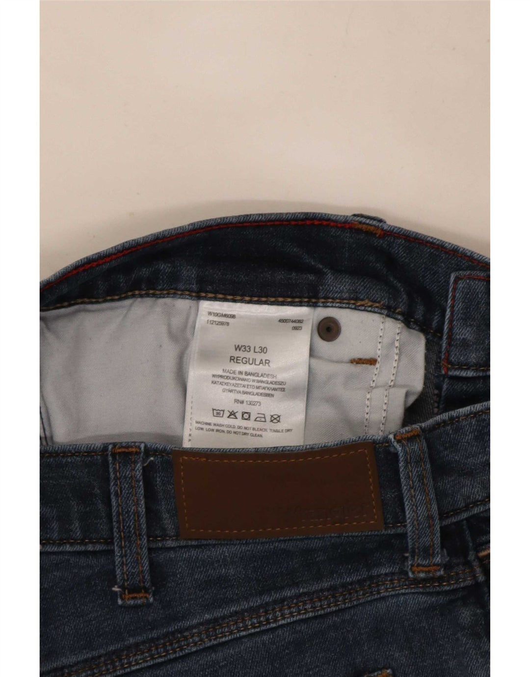 Wrangler Mens Regular Straight Jeans W33 L30 Blue Cotton