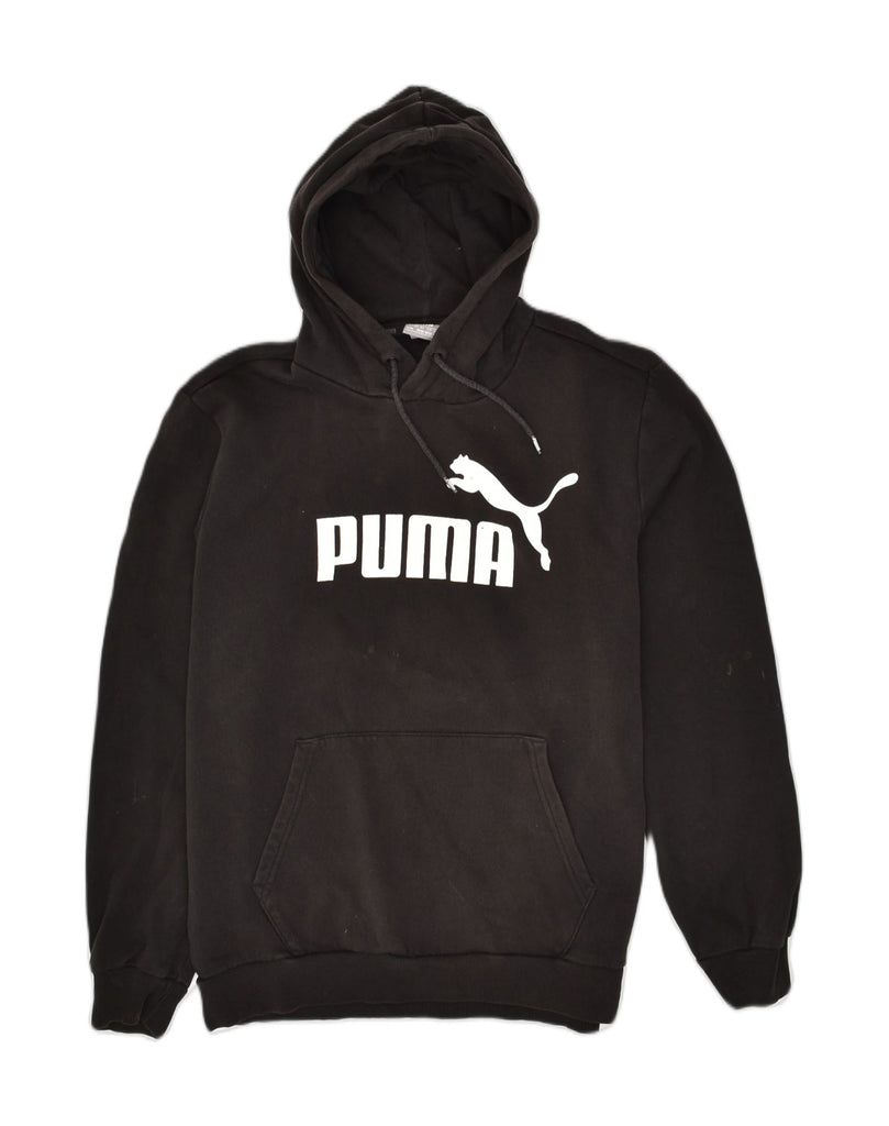 PUMA Mens Graphic Hoodie Jumper Medium Black Cotton | Vintage Puma | Thrift | Second-Hand Puma | Used Clothing | Messina Hembry 