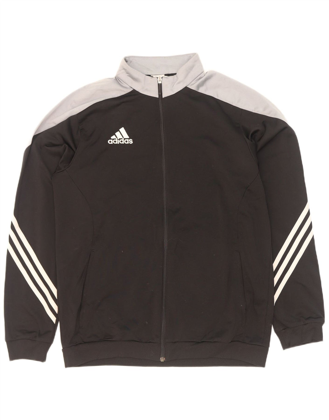 Adidas Mens Tracksuit Top Jacket Large Black Colourblock Polyester