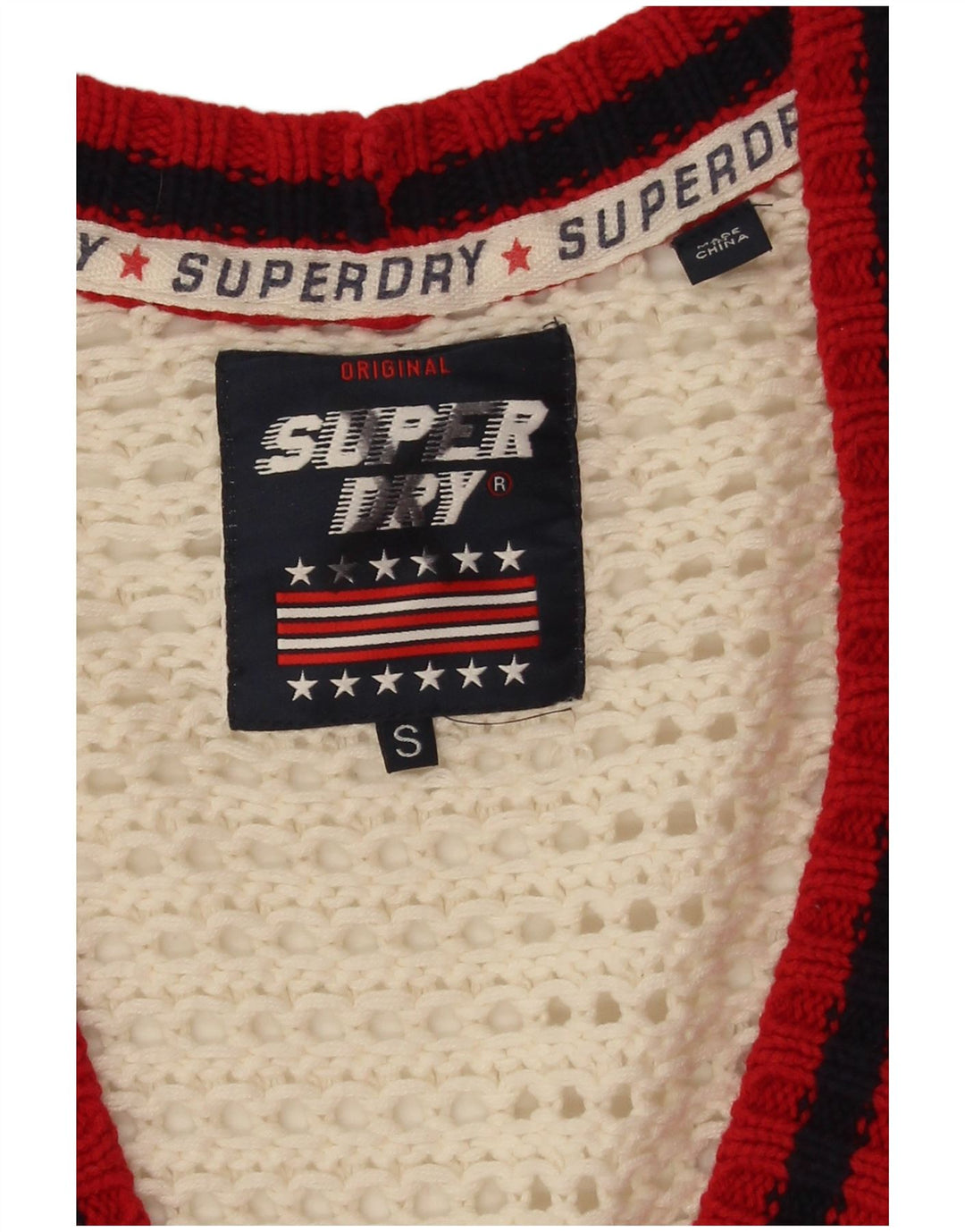 Superdry Womens Oversized Cardigan Sweater UK 10 Small White Colourblock