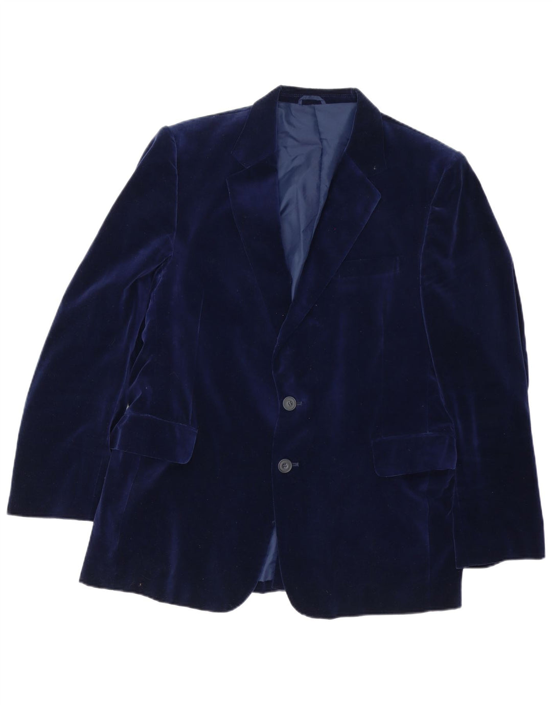 Vintage Mens 2 Button Velvet Blazer Jacket IT 46 Small Navy Blue Cotton