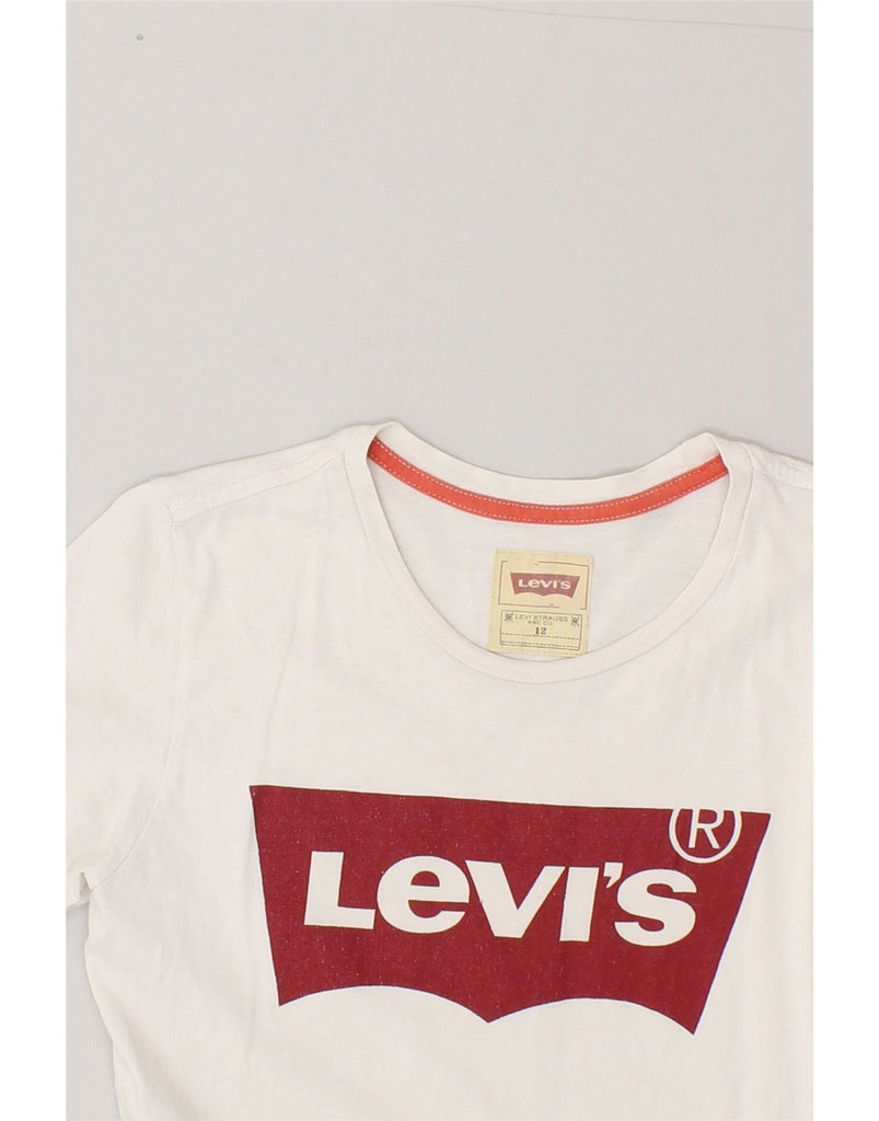 LEVI'S Girls Graphic T-Shirt Top 11-12 Years White Cotton Vintage Levi's and Second-Hand Levi's from Messina Hembry 