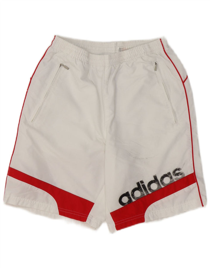 ADIDAS Boys Graphic Sport Shorts 11-12 Years  White Colourblock Polyester