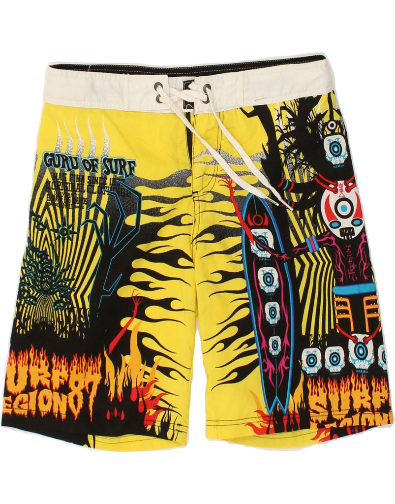 SCORPION BAY Boys Graphic Swimming Shorts 15-16 Years XL  Yellow Hawaiian | Vintage Scorpion Bay | Thrift | Second-Hand Scorpion Bay | Used Clothing | Messina Hembry 