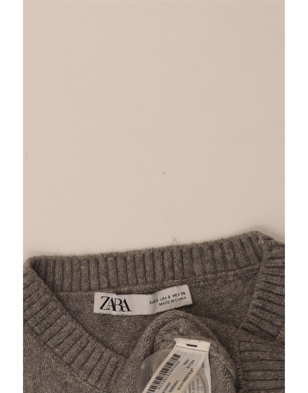 ZARA Womens Crop Vest Tank Top UK 10 Small Grey Polyester