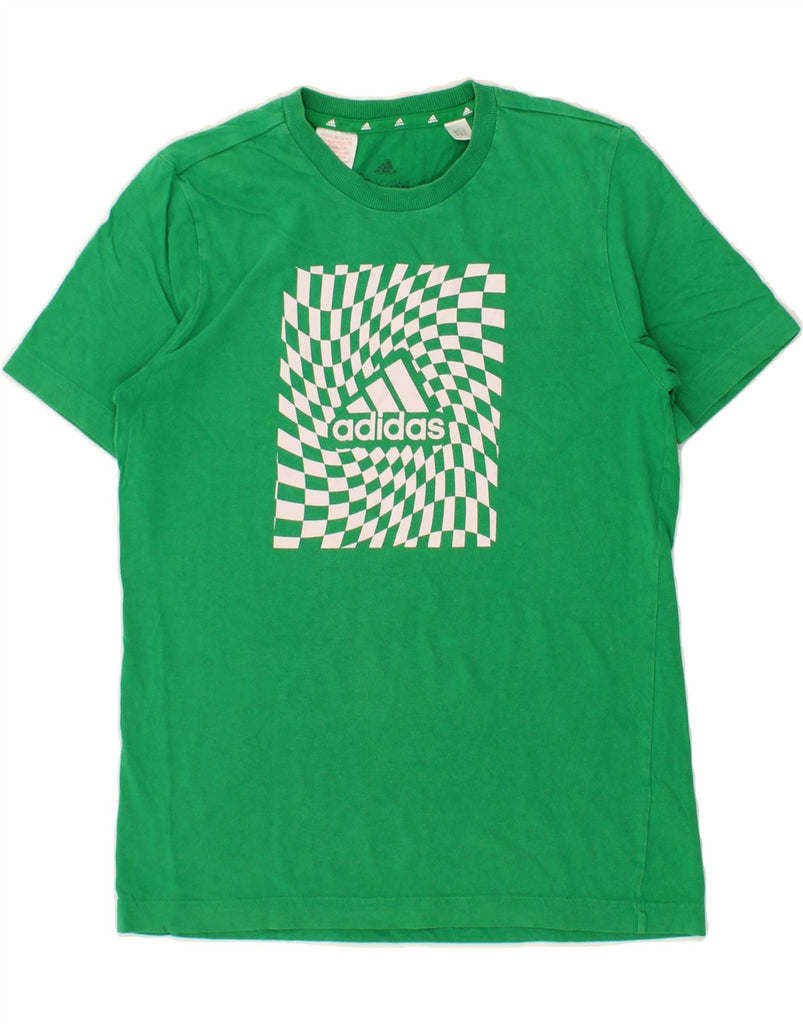 ADIDAS Boys Graphic T-Shirt Top 13-14 Years Green Cotton Vintage Adidas and Second-Hand Adidas from Messina Hembry 