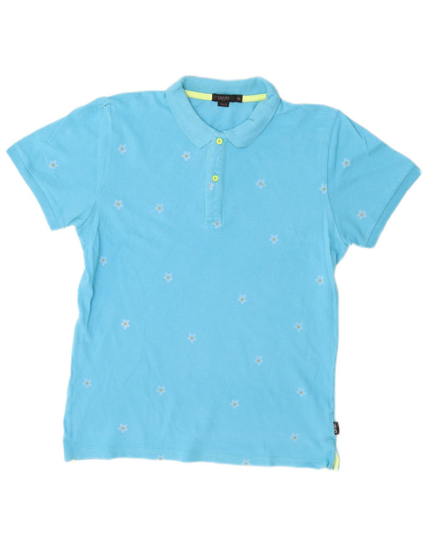 Liu Jo Mens Slim Fit Polo Shirt Medium Blue Floral Cotton