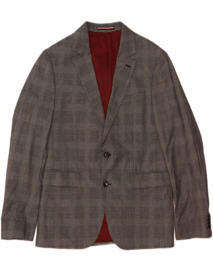 Tommy Hilfiger Mens Tailored 2 Button Blazer Jacket IT 48 Medium Grey Check