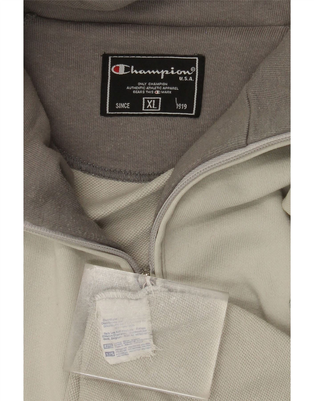 CHAMPION Mens Tracksuit Top Jacket XL Beige Cotton