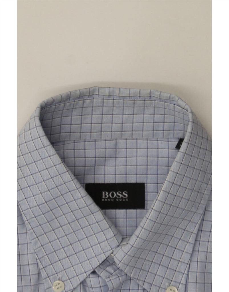 HUGO BOSS Mens Shirt Size 40 15 3/4 Medium Blue Check Cotton Vintage Hugo Boss and Second-Hand Hugo Boss from Messina Hembry 