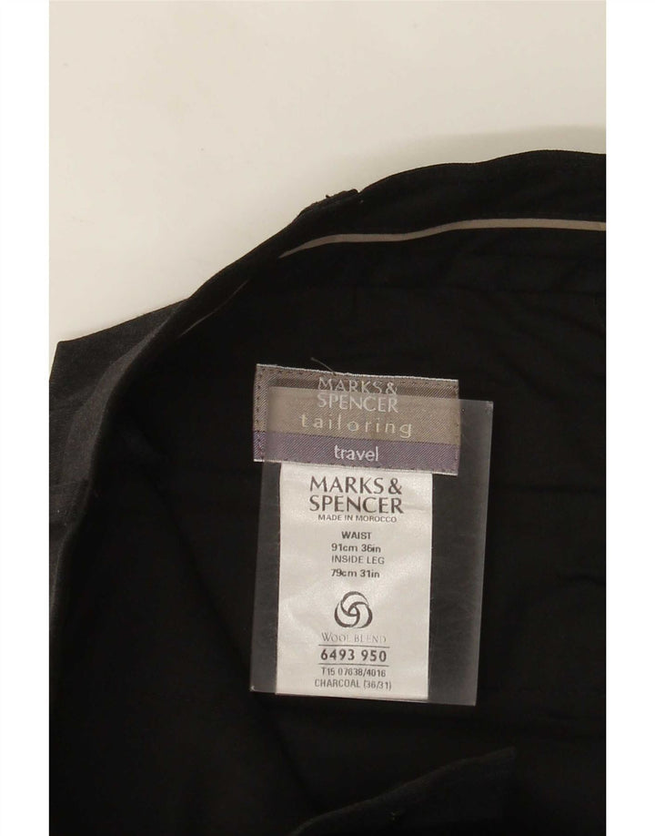 Marks & Spencer Mens Tailored Pegged Suit Trousers W36 L31 Grey Polyester