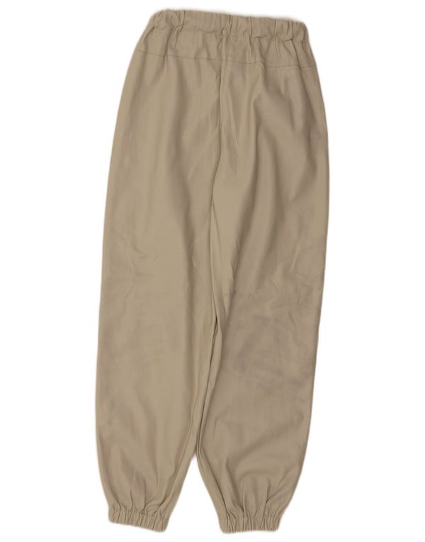 Topshop Womens Joggers Faux Leather Trousers UK 6 XS W24 L27 Beige