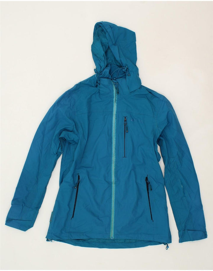 MOUNTAIN WAREHOUSE Womens Hooded Rain Jacket UK 10 Small Blue Polyester Vintage Mountain Warehouse and Second-Hand Mountain Warehouse from Messina Hembry 