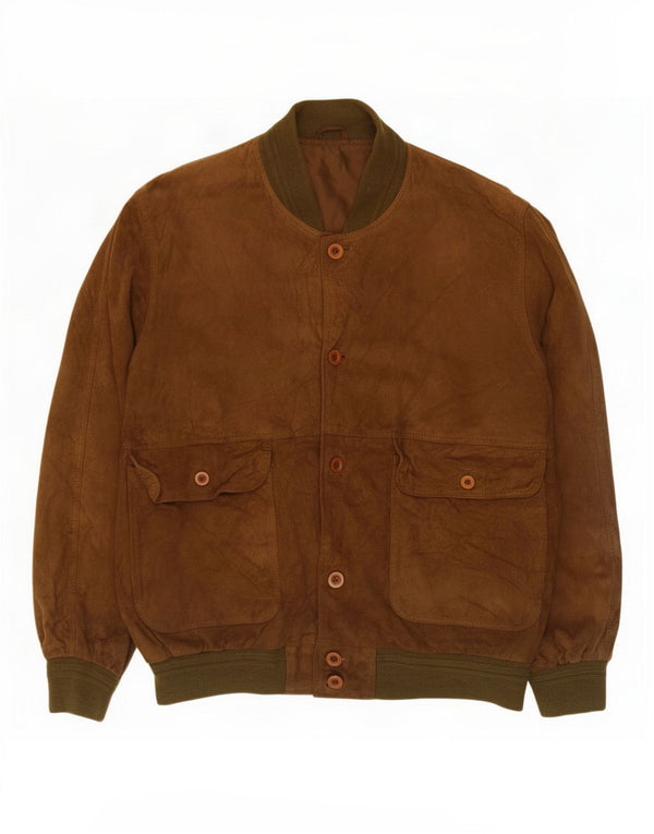 Vintage Mens Suede Bomber Jacket IT 58 4XL Brown Leather