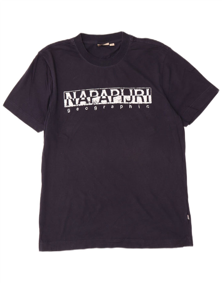 Napapijri Mens Graphic T-Shirt Top Medium Navy Blue