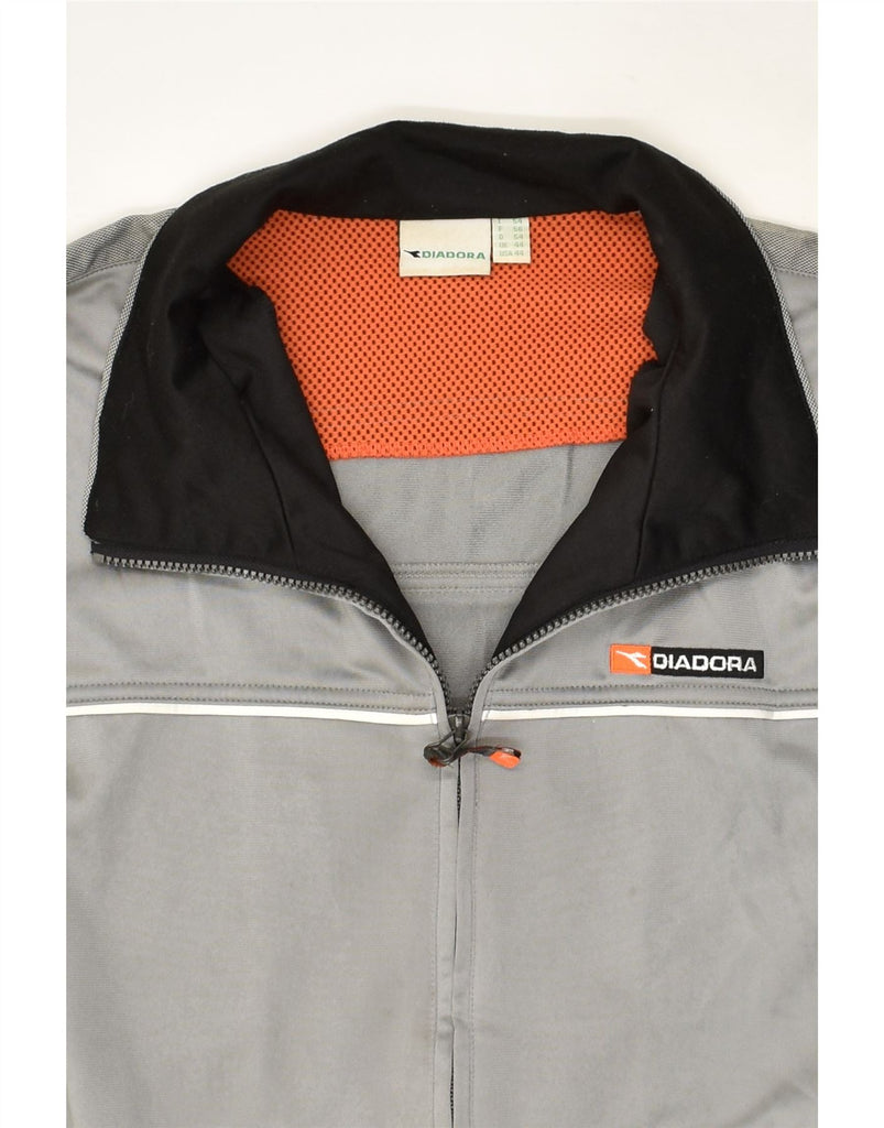 DIADORA Mens Tracksuit Top Jacket UK 44 XL Grey Polyester | Vintage Diadora | Thrift | Second-Hand Diadora | Used Clothing | Messina Hembry 