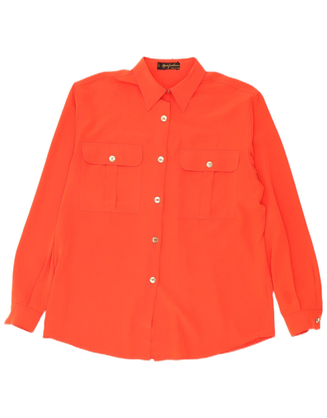Mario Pucci Cecconi Womens Oversized Shirt Blouse IT 42 Medium Orange