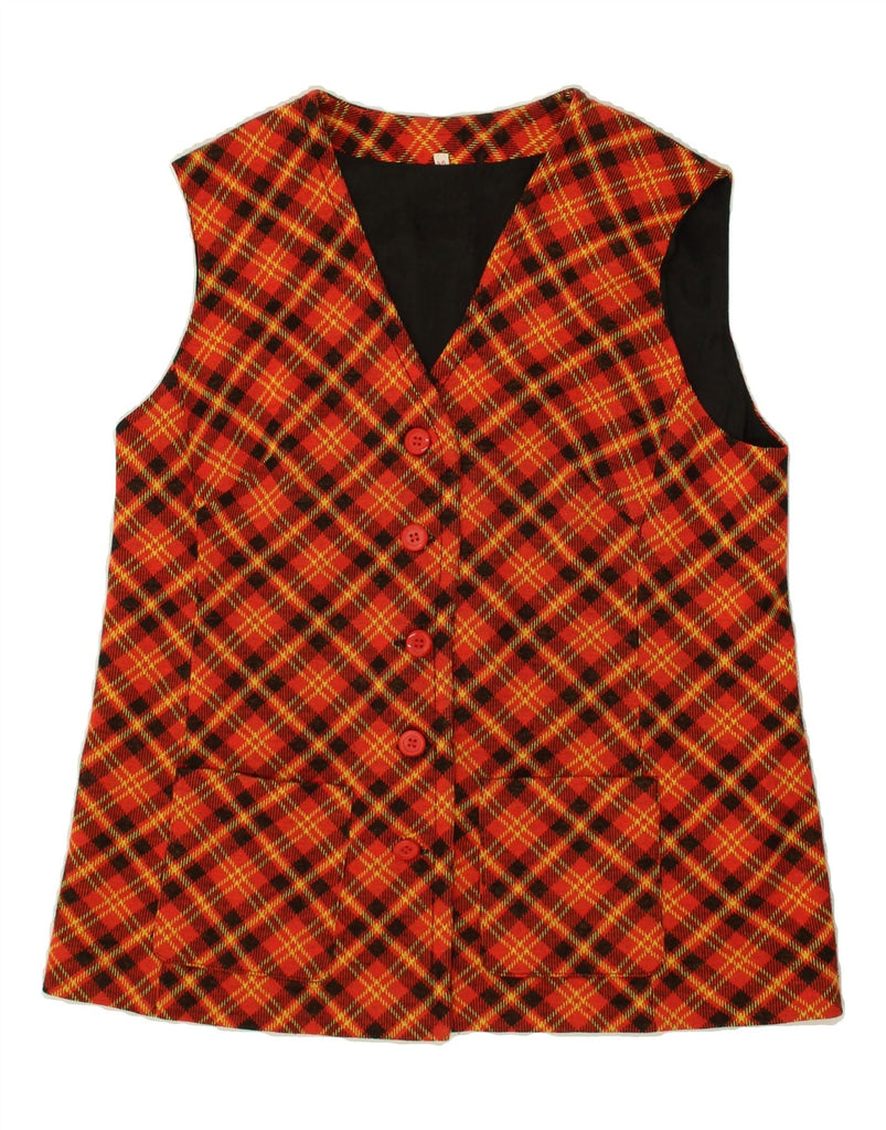 VINTAGE Womens Gilet IT 46 Large Red Check Vintage Vintage and Second-Hand Vintage from Messina Hembry 