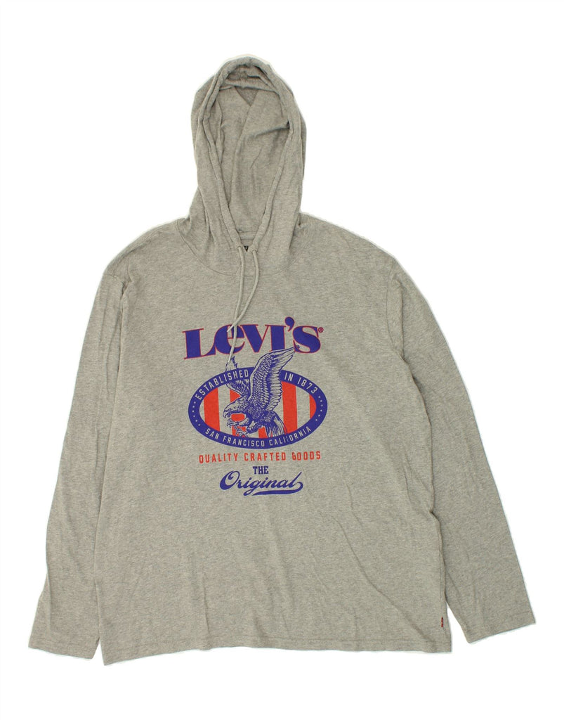 LEVI'S Mens Graphic Hoodie Jumper Large Grey Cotton | Vintage Levi's | Thrift | Second-Hand Levi's | Used Clothing | Messina Hembry 