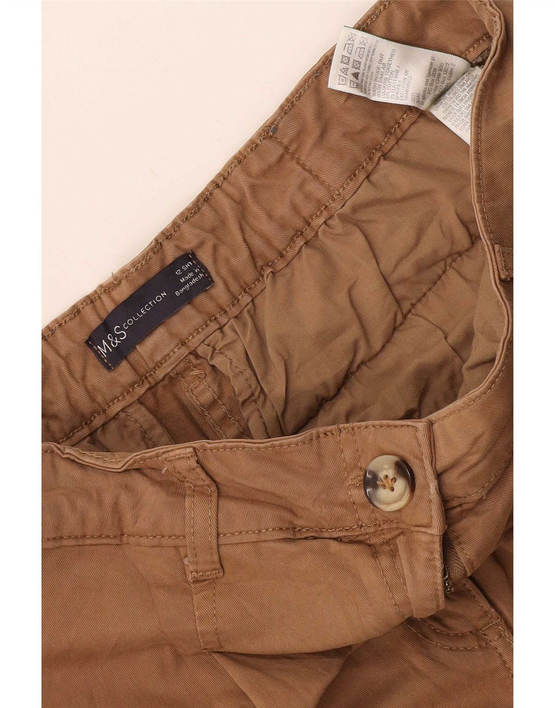 Marks & Spencer Womens Crop Cargo Trousers UK 12 Medium W34 L26 Beige
