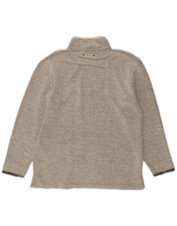 WEIRD FISH Mens Zip Neck Sweatshirt Jumper Large Grey Cotton