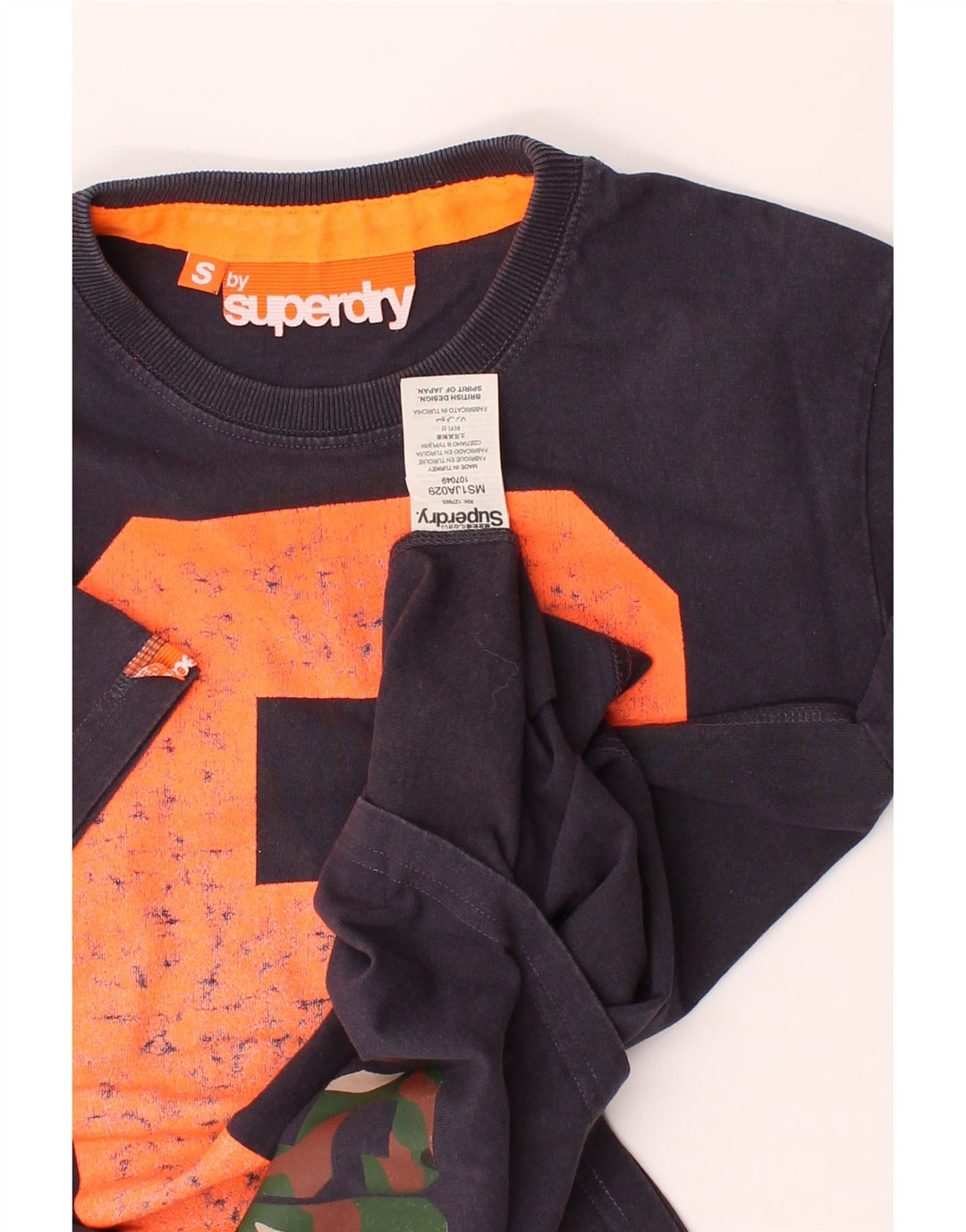 SUPERDRY Mens Graphic T-Shirt Top Small Navy Blue Cotton Vintage Superdry and Second-Hand Superdry from Messina Hembry 