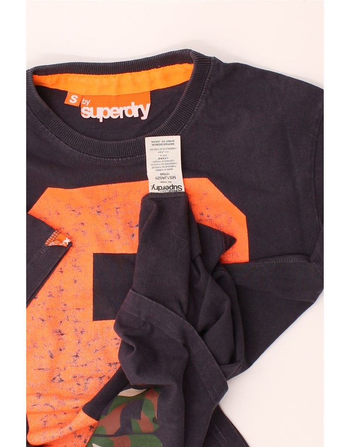 SUPERDRY Mens Graphic T-Shirt Top Small Navy Blue Cotton Vintage Superdry and Second-Hand Superdry from Messina Hembry 