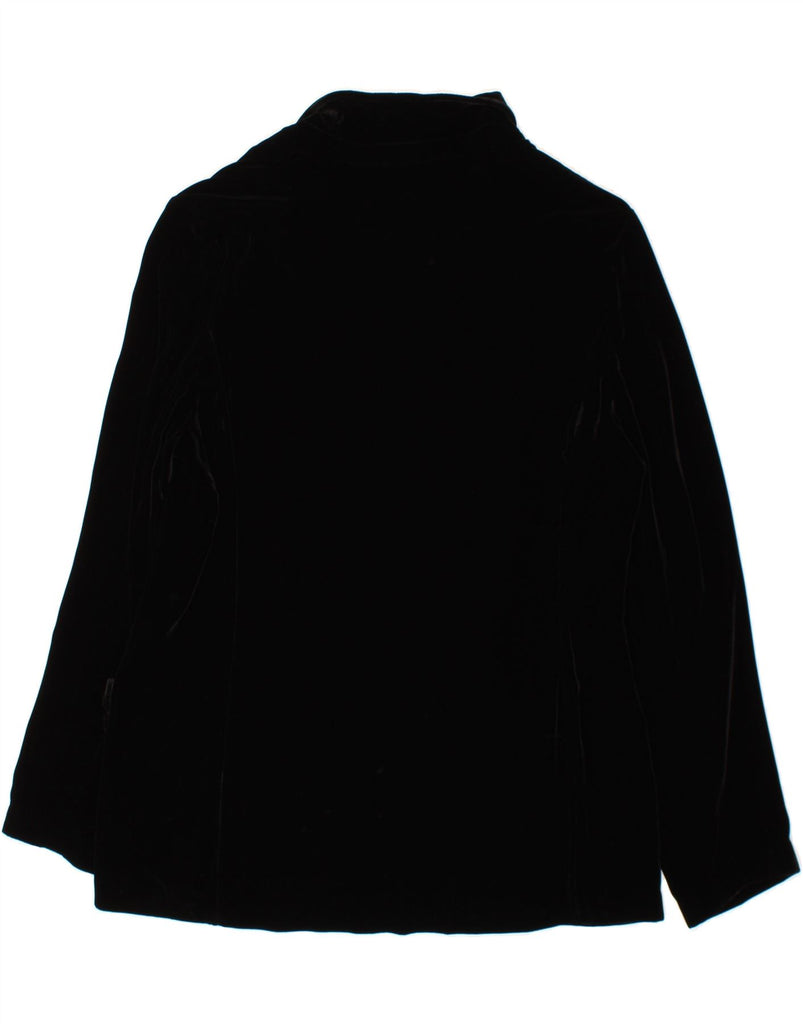 MONSOON Womens Velvet 3 Button Blazer Jacket UK 16 Large Black Viscose Vintage Monsoon and Second-Hand Monsoon from Messina Hembry 
