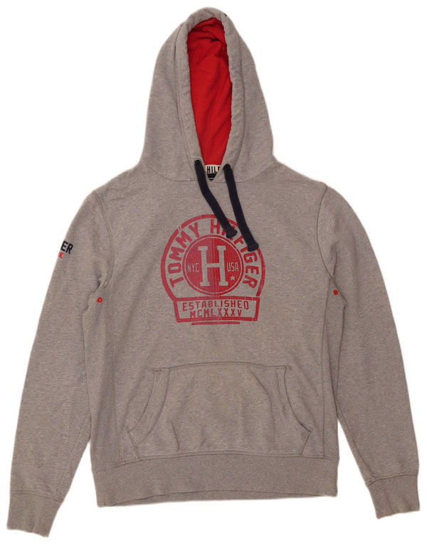 Tommy Hilfiger Mens Vintage Fit Graphic Hoodie Jumper Medium Grey Cotton
