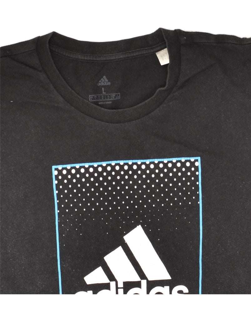 ADIDAS Mens Graphic T-Shirt Top Large Black Cotton | Vintage Adidas | Thrift | Second-Hand Adidas | Used Clothing | Messina Hembry 