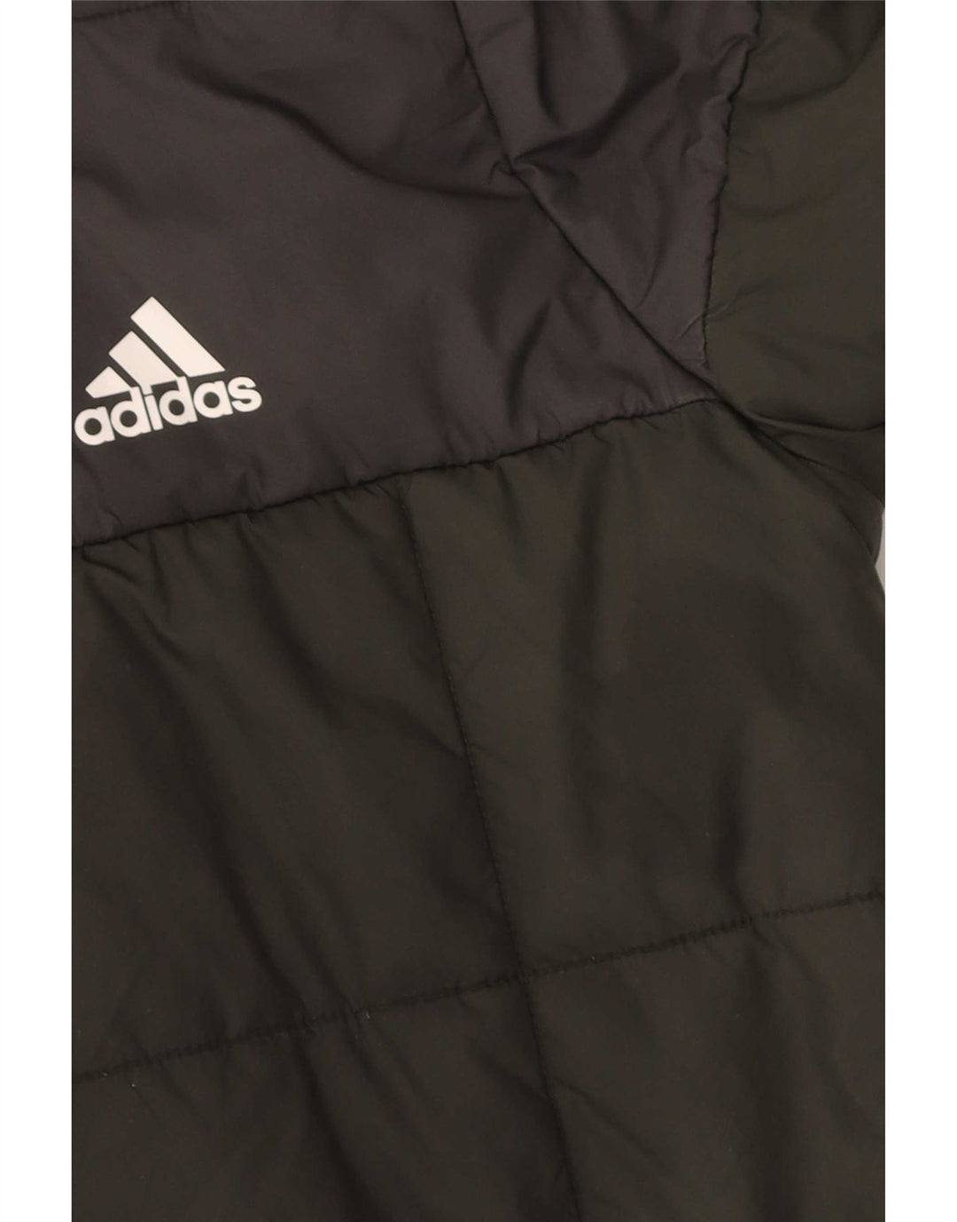 Adidas Boys Hooded Padded Jacket 13-14 Years Khaki Colourblock Polyester