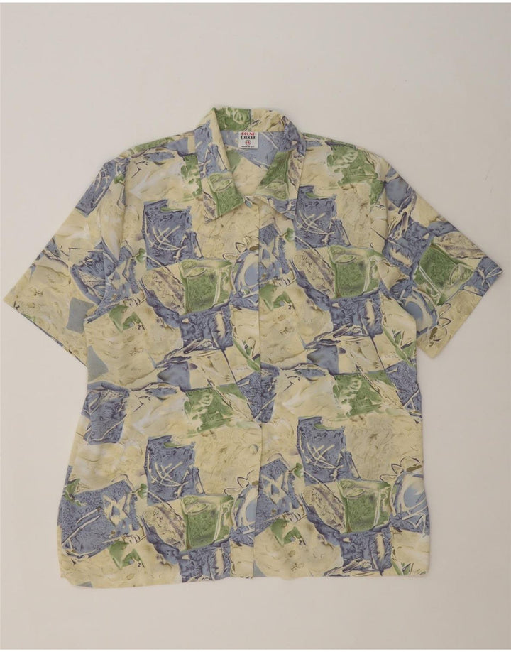 VINTAGE Womens Short Sleeve Shirt UK 18 XL Beige Patchwork Polyester Vintage Vintage and Second-Hand Vintage from Messina Hembry 
